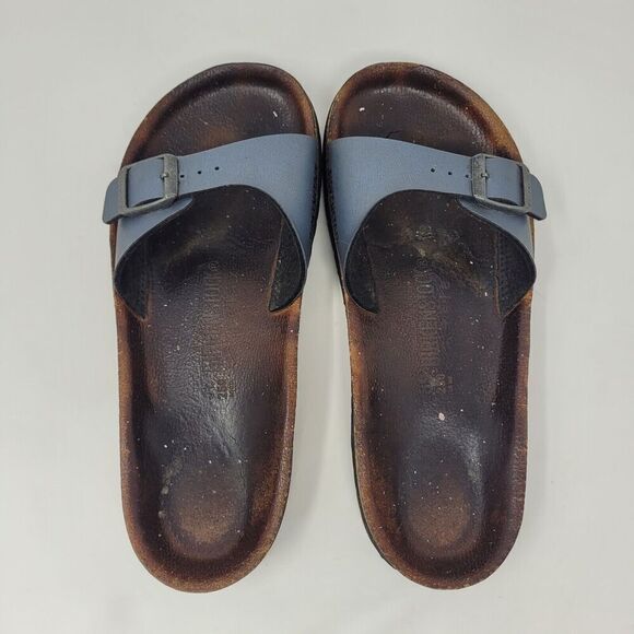 Birkenstock Sandals Womens Metallic Black EU 39 US 8.5 Madrid Birko-Flor - Picture 3 of 11